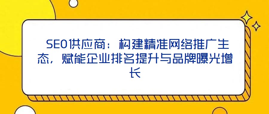  SEO供應(yīng)商：構(gòu)建精準(zhǔn)網(wǎng)絡(luò)推廣生態(tài)，賦能企業(yè)排名提升與品牌曝光增長(zhǎng)