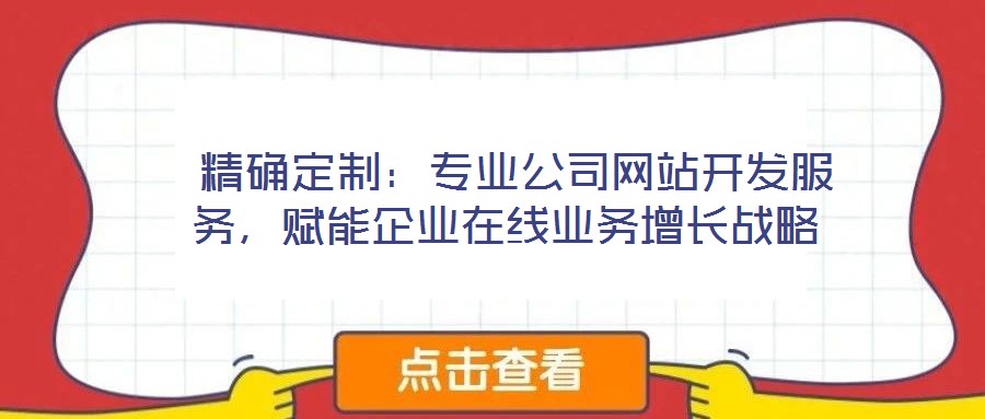  精確定制：專業(yè)公司網站開發(fā)服務，賦能企業(yè)在線業(yè)務增長戰(zhàn)略