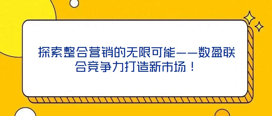探索整合營銷的無限可能——數(shù)盈聯(lián)合競爭力打造新市場！
