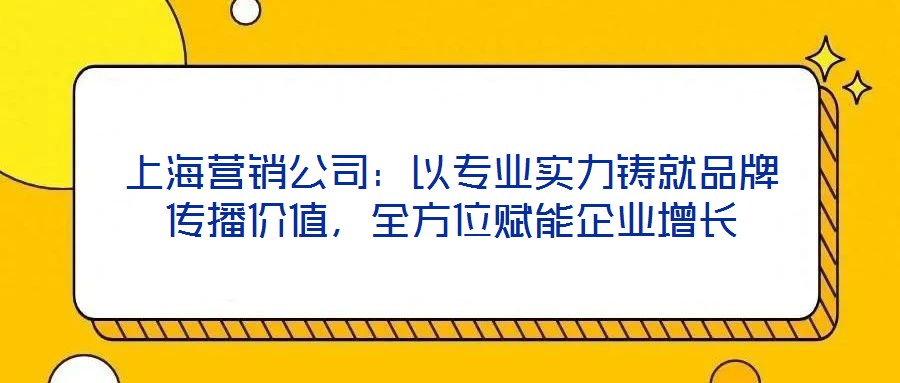 上海營銷公司：以專業(yè)實(shí)力鑄就品牌傳播價(jià)值，全方位賦能企業(yè)增長