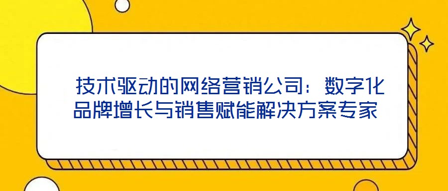 技術(shù)驅(qū)動的網(wǎng)絡(luò)營銷公司：數(shù)字化品牌增長與銷售賦能解決方案專家