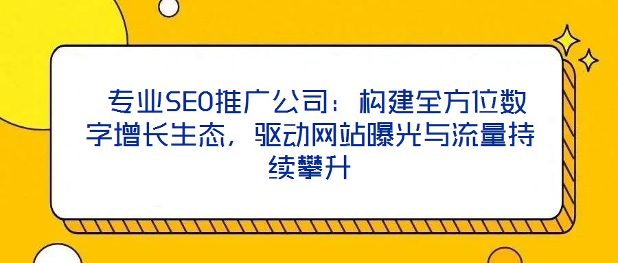  專(zhuān)業(yè)SEO推廣公司：構(gòu)建全方位數(shù)字增長(zhǎng)生態(tài)，驅(qū)動(dòng)網(wǎng)站曝光與流量持續(xù)攀升