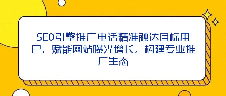 SEO引擎推廣電話精準(zhǔn)觸達(dá)目標(biāo)用戶，賦能網(wǎng)站曝光增長，構(gòu)建專業(yè)推廣生態(tài)