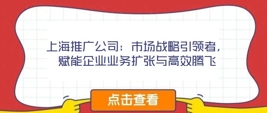 上海推廣公司：市場戰(zhàn)略引領(lǐng)者，賦能企業(yè)業(yè)務(wù)擴(kuò)張與高效騰飛