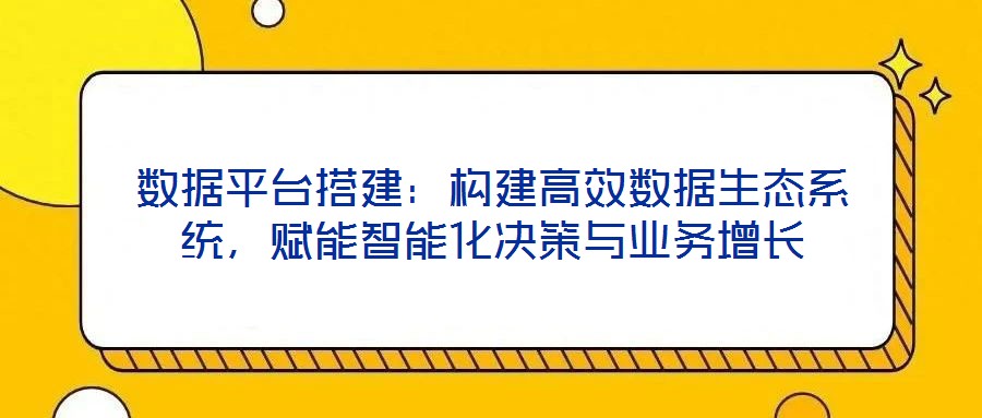 數(shù)據(jù)平臺搭建：構(gòu)建高效數(shù)據(jù)生態(tài)系統(tǒng)，賦能智能化決策與業(yè)務(wù)增長