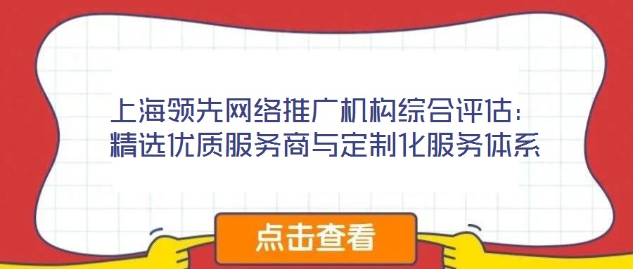 上海領先網(wǎng)絡推廣機構綜合評估：精選優(yōu)質服務商與定制化服務體系
